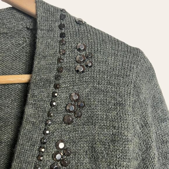 J.Crew Gray Alpaca Merino Wool Blend Embellished Cardigan Sweater Size XS - Picture 2 of 9